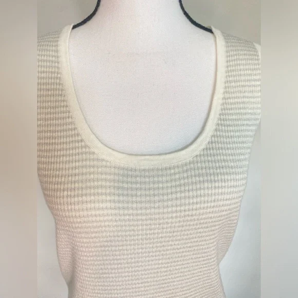 Brooks Brothers Shell Tank Sweater Womens Large Ivory Gray Metallic Linen Blend - Picture 6 of 14